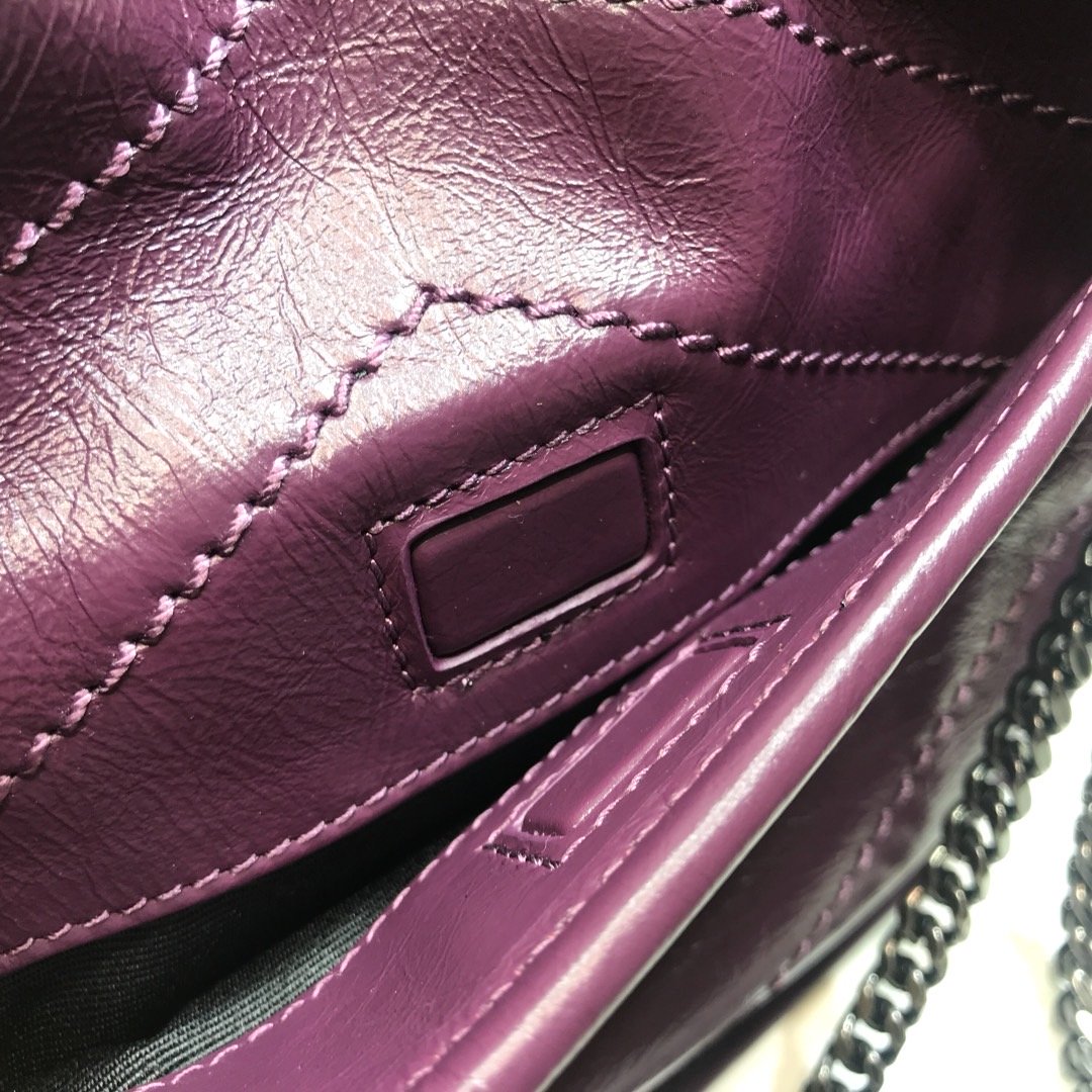YSL Saint Laurent Niki Baby Crinkled Dark Violet Chain Handbag