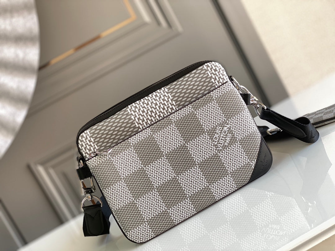 Top Quality Trio Messenger Damier Graphite Plaster Crossbody Bag