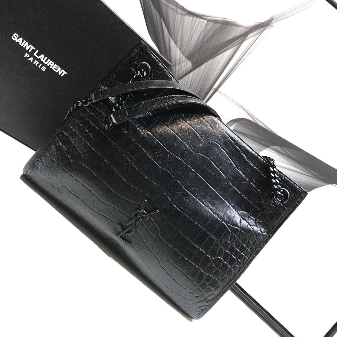 YSL Saint Laurent Niki Shopping 12in 32cm Black Medium Handbag