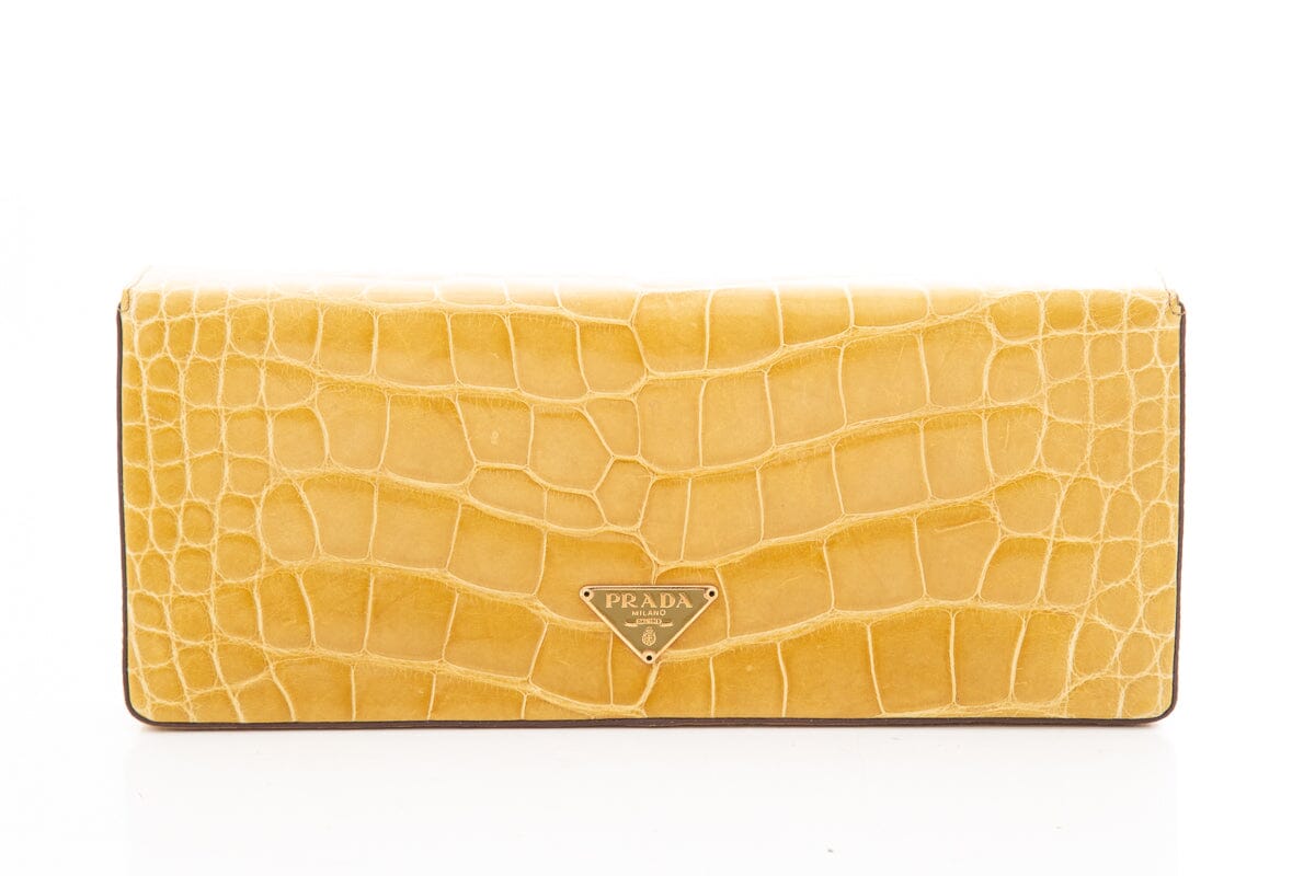 Prada Box Clutch Tan Embossed Clutch Bag
