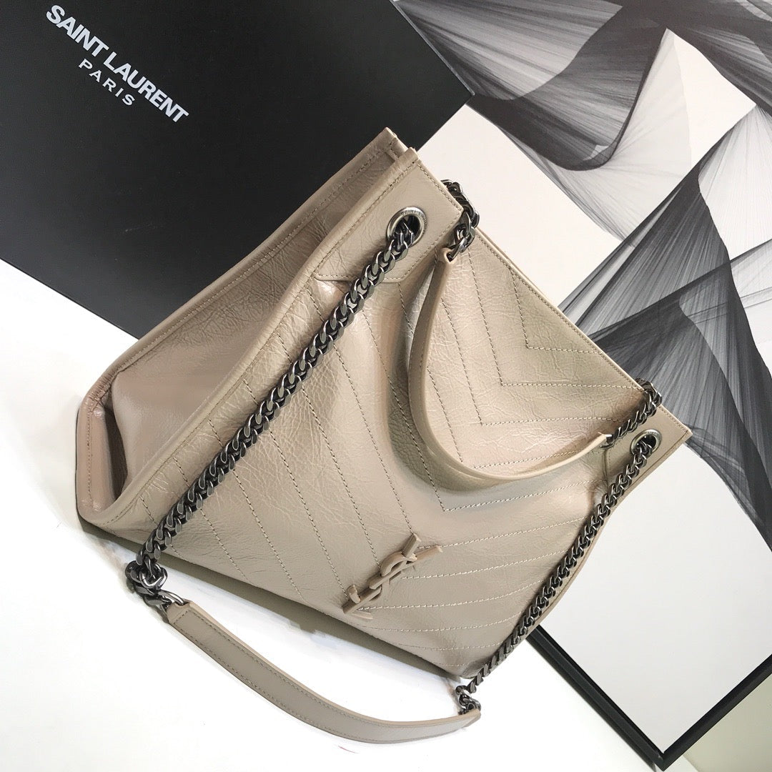 YSL Saint Laurent Niki Shopping 12in 32cm Beige Medium Handbag