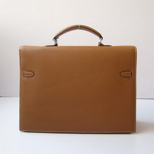 Hermes Luxury Briefcases H Briefcase Cow Coffee Bag Leather Travel Bag
