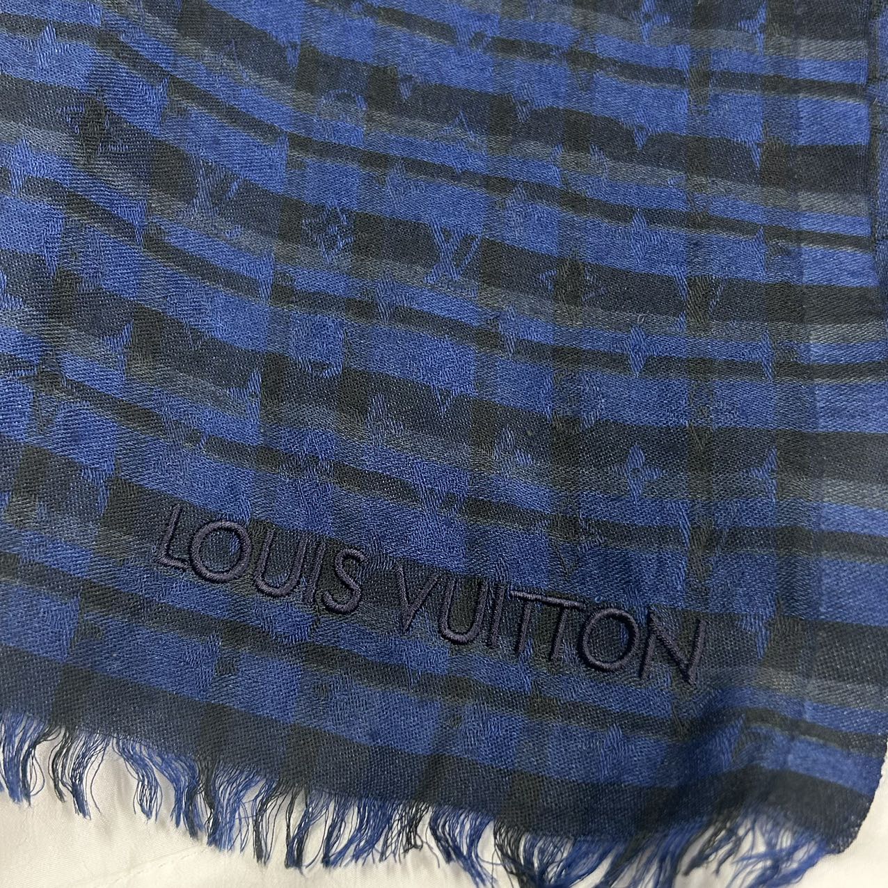 Louis Vuitton Check Scarf Blue