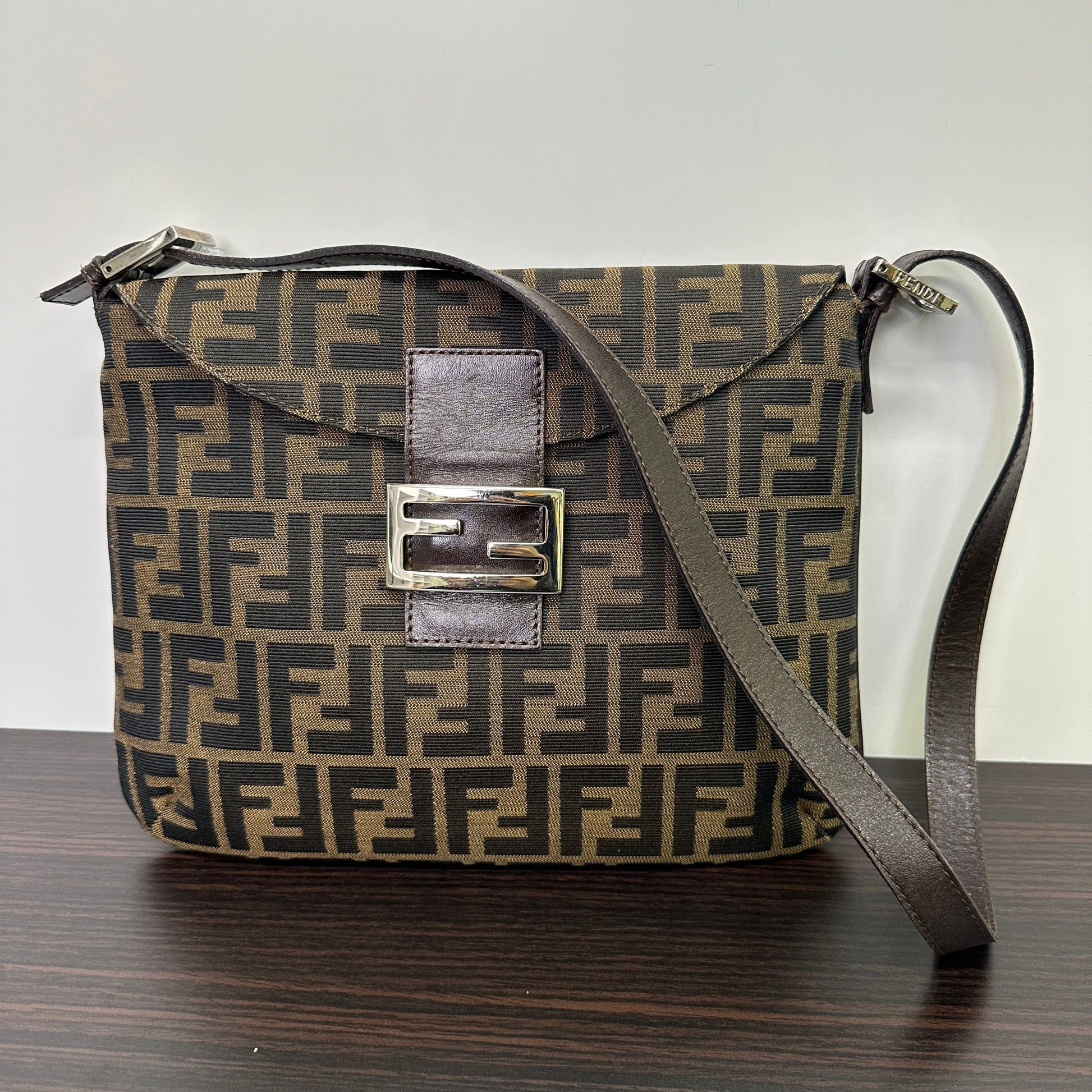 Shoulder Bag Zucca Mamma Baguette Leather Canvas