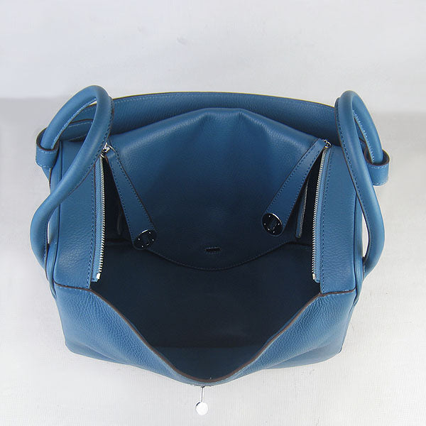 Hermes Luxury Lindy Cm Handbag Blue Silver Travel Bag