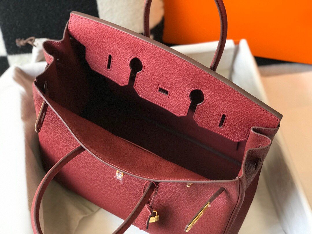 Top Quality Birkin Garnet Clemence With Hardware Red Gold Shoulder Bag