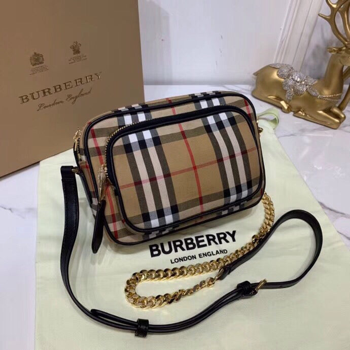 Top Quality Check Cotton Camera Bag Neutral Crossbody Bag