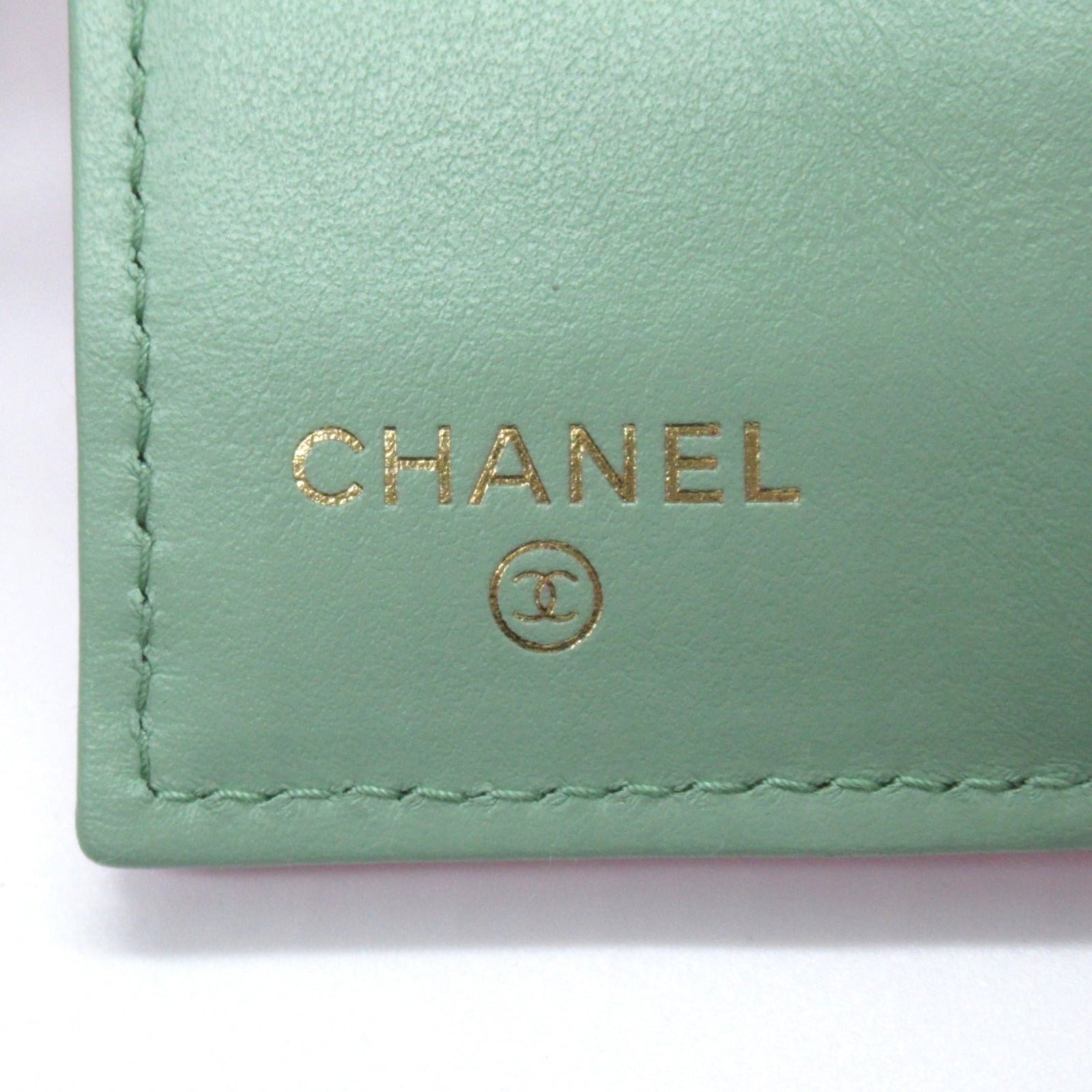 Chanel Three Fold Wallet Three Folded Wallet Caviar S (Green )  Black