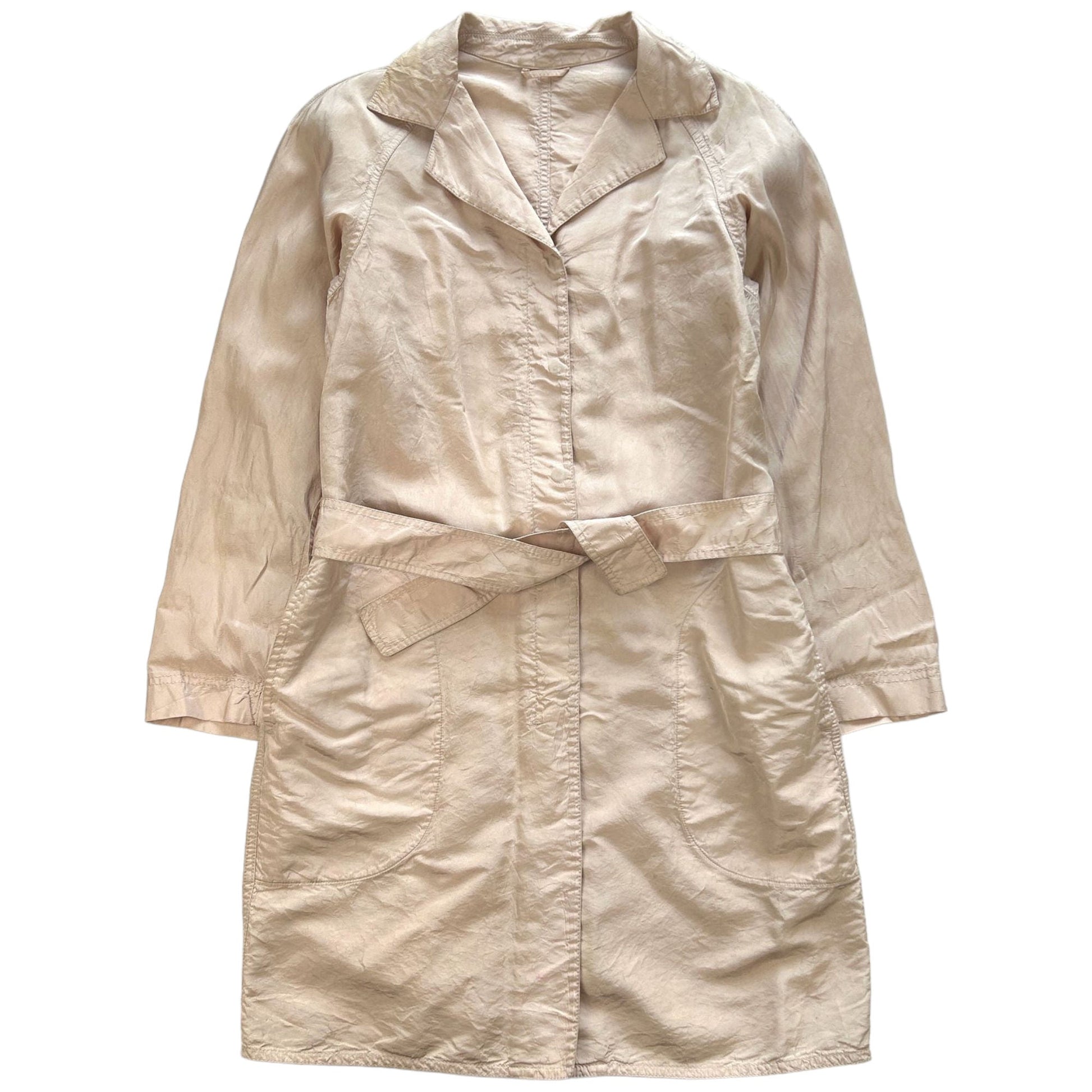 Prada Handbag Silk Trench Coat Women's Beige