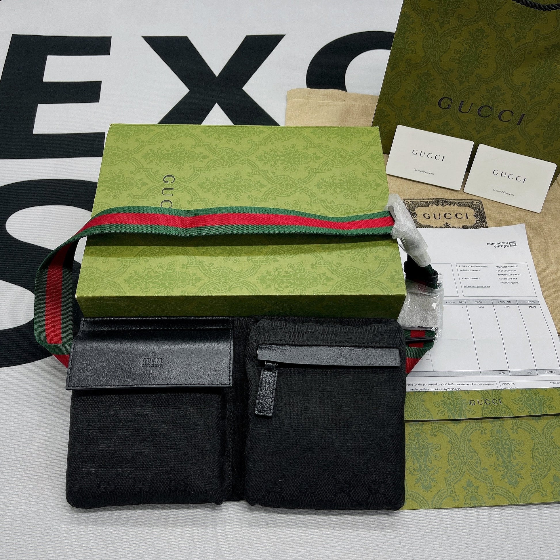 gg Supreme Two Pocket Waist Canvas Black Accessory