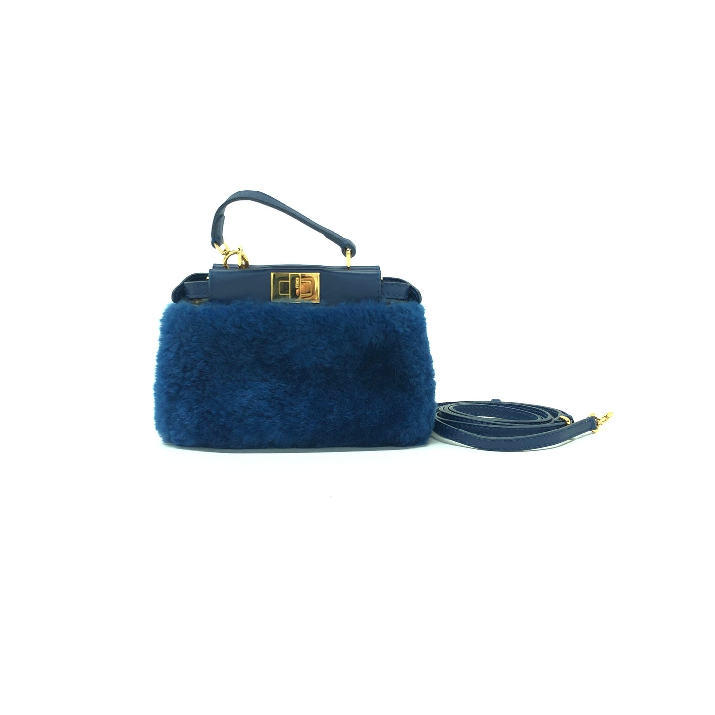 Fendi Peekaboo Shearling 2Way Bag Micro Travel Bag