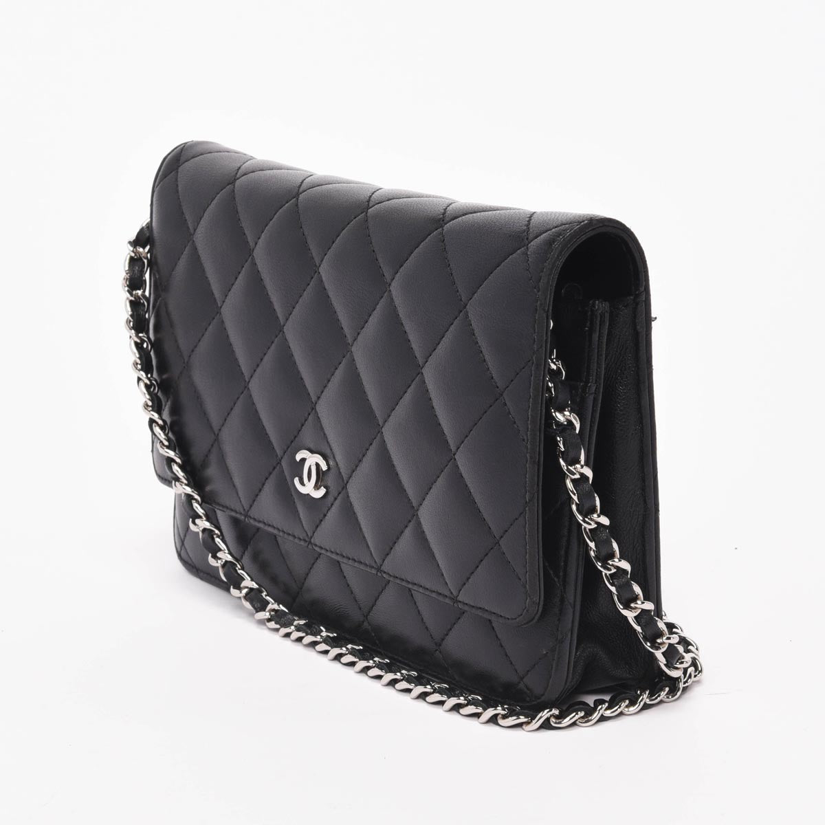 Chanel Black Quilted Lambskin Classic Wallet On Chain Bag