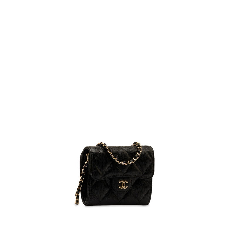 Chanel Matrases Coco Mini Chain Wallet Black G Caviar S  Chanel