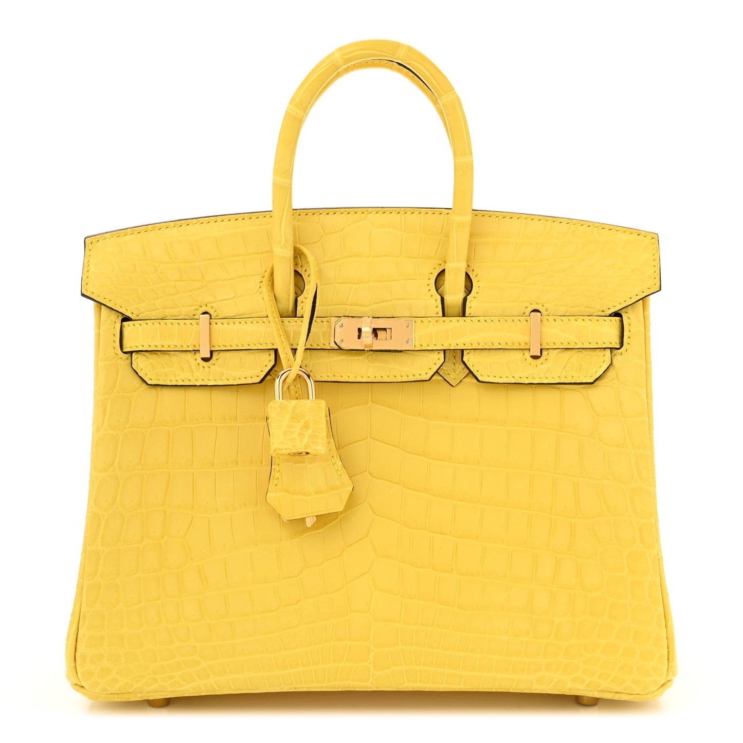 Hermes Matte Niloticus Crocodile Birkin Mimosa Handbag Travel Bag