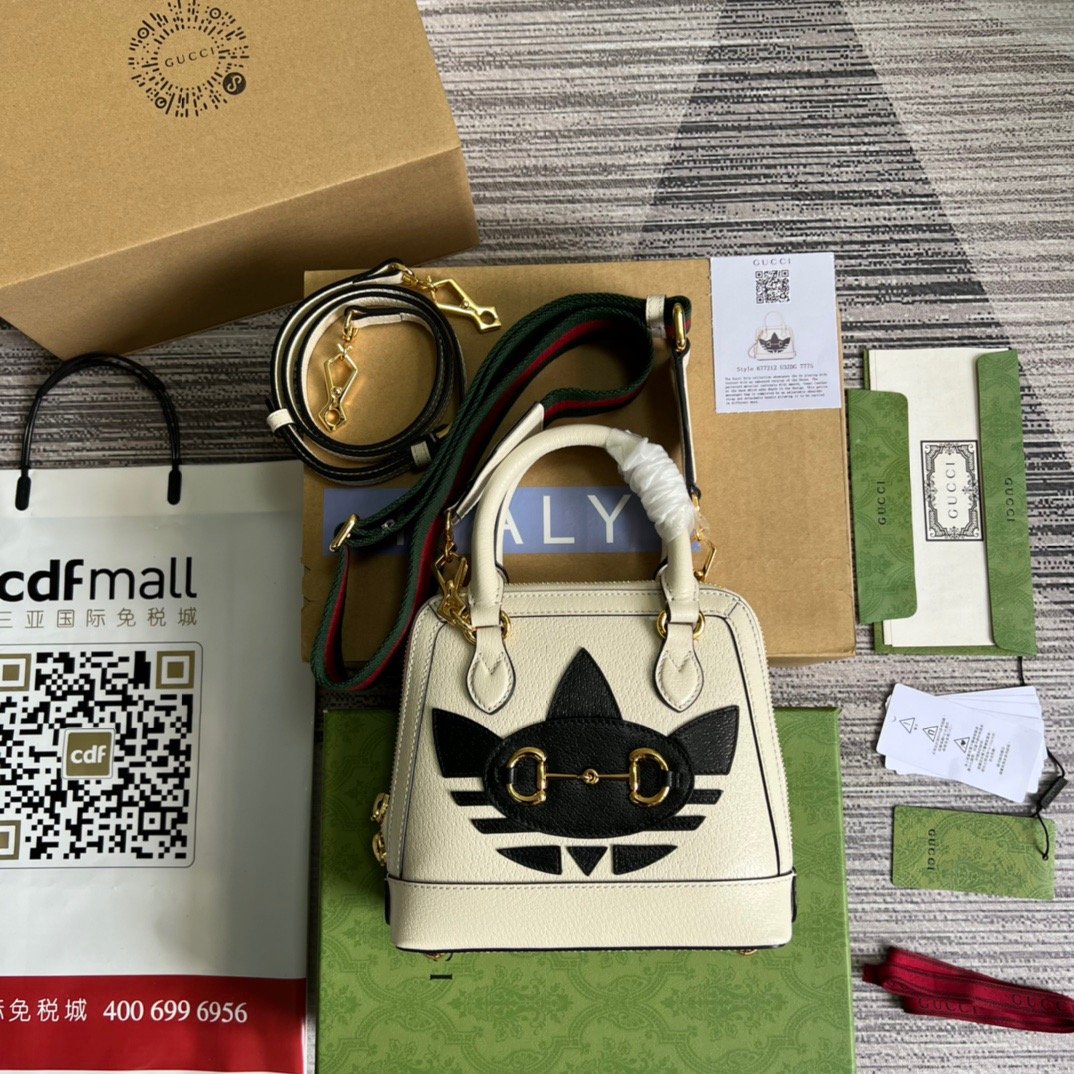 gg x Adidas Horsebit , White Mini Bag