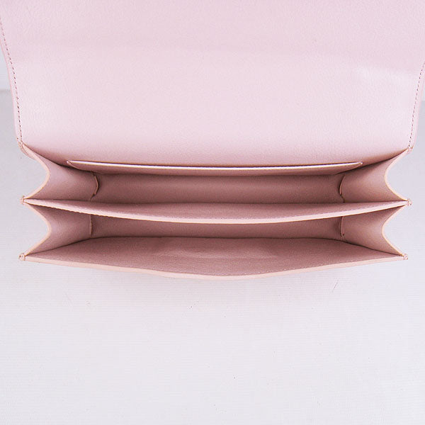 Hermes Luxury Calf Message Bag H Golden Leather Pink Travel Bag