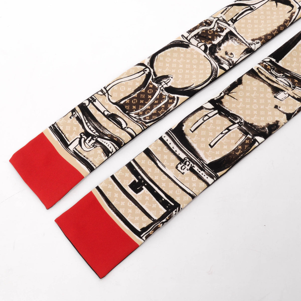 Louis Vuitton Beige & Red Silk Trunks Bandeau Fashion Accessory