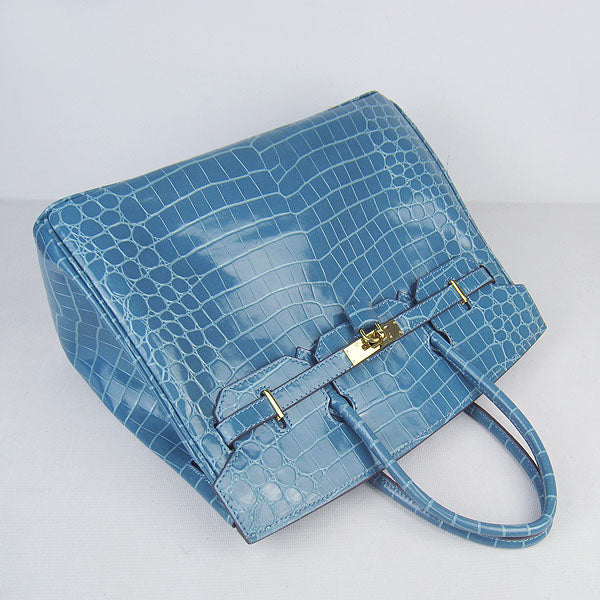 Hermes Luxury Birkin Crocodile Bag Blue Travel Bag