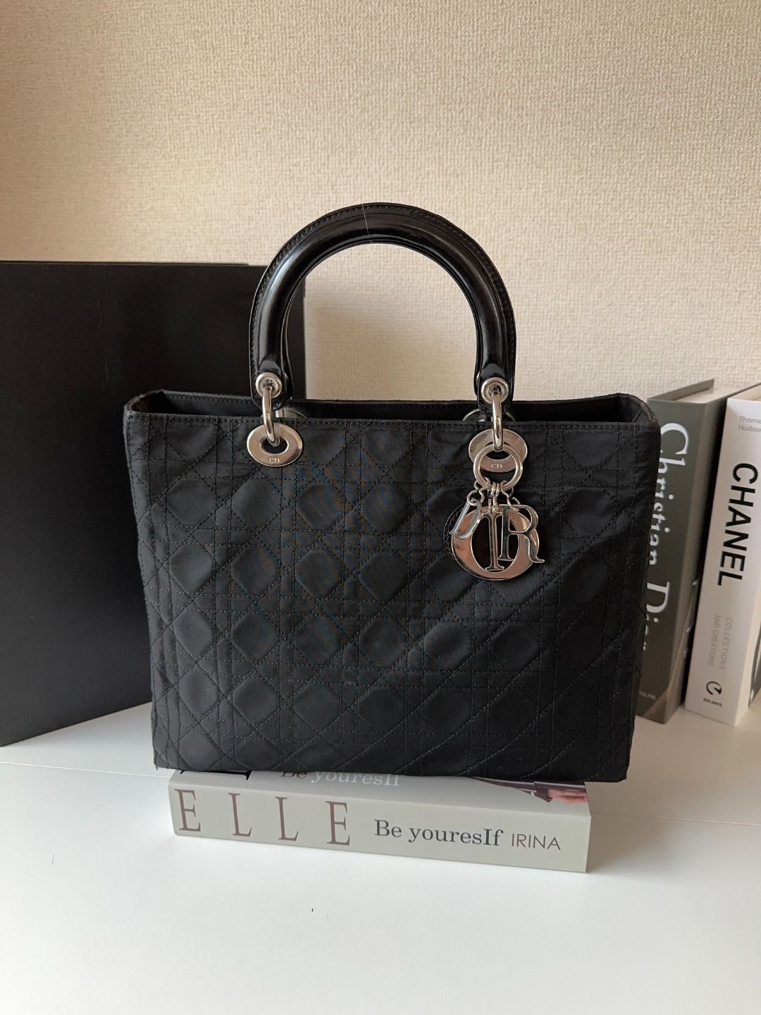 Dior Handbag Christian Cannage Bag - Handle Bags, s Black Top Handle