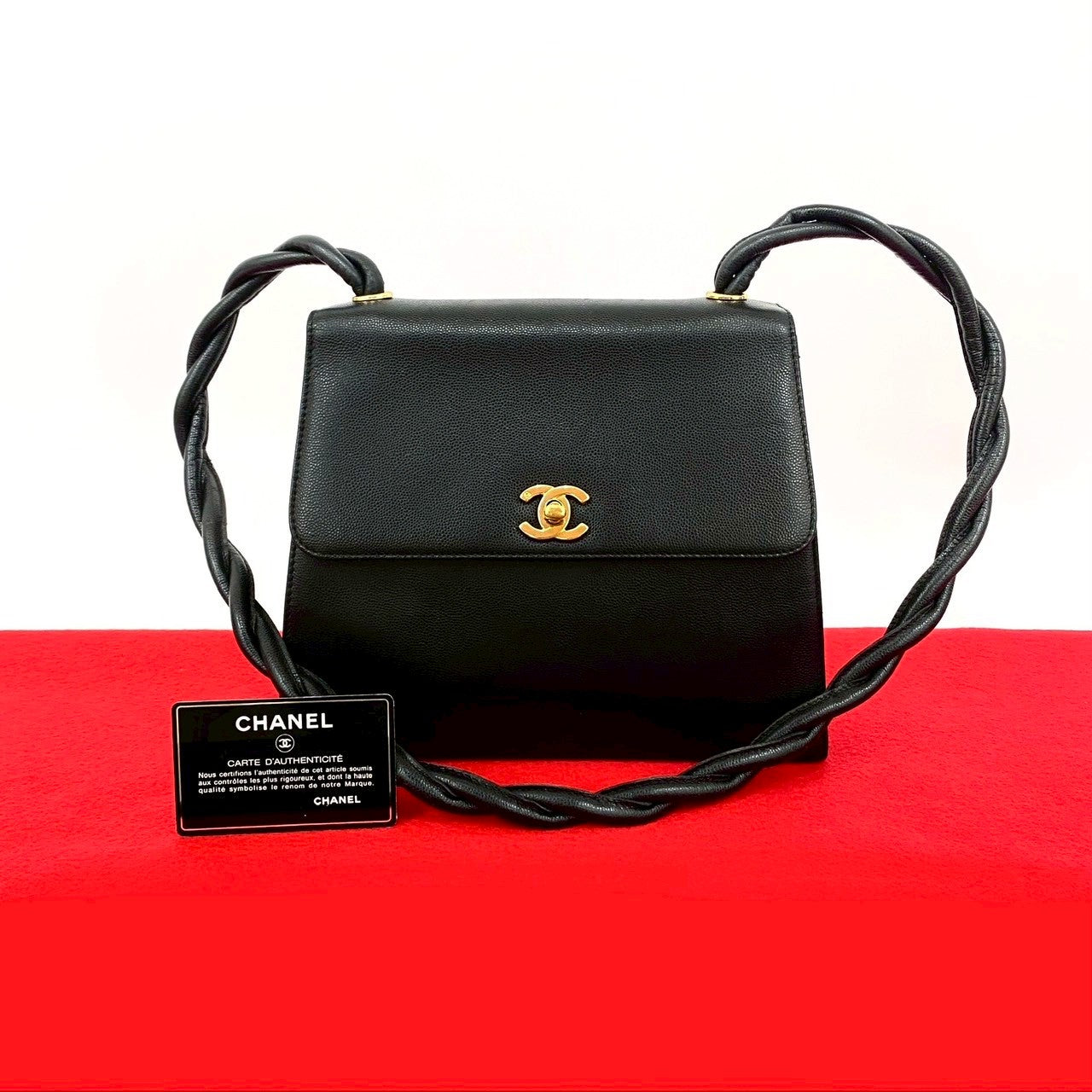 Chanel Matt caviar skin Black Shoulder Bag 7Lvd Mss626