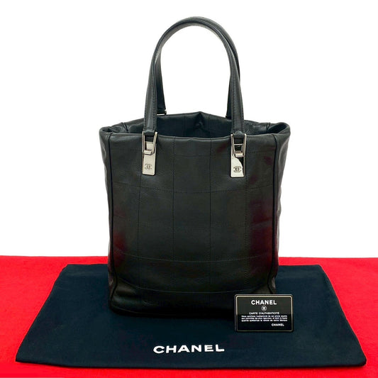 Chanel Matt caviar skin Chocolate bar Black Tote Bag