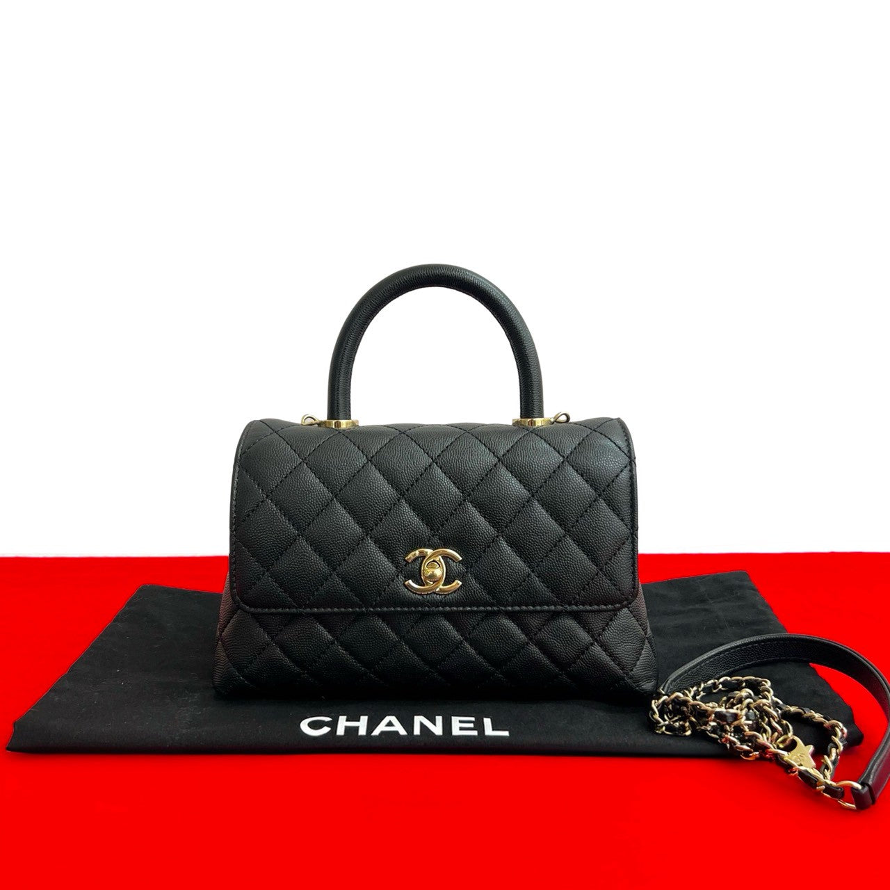 Chanel Matt caviar skin Coco Handle XS Black Handbag