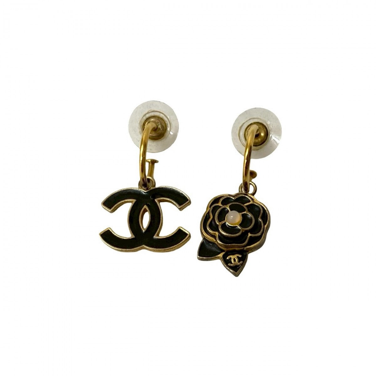 Chanel Pierce Plated Camelia Gold Jewelry