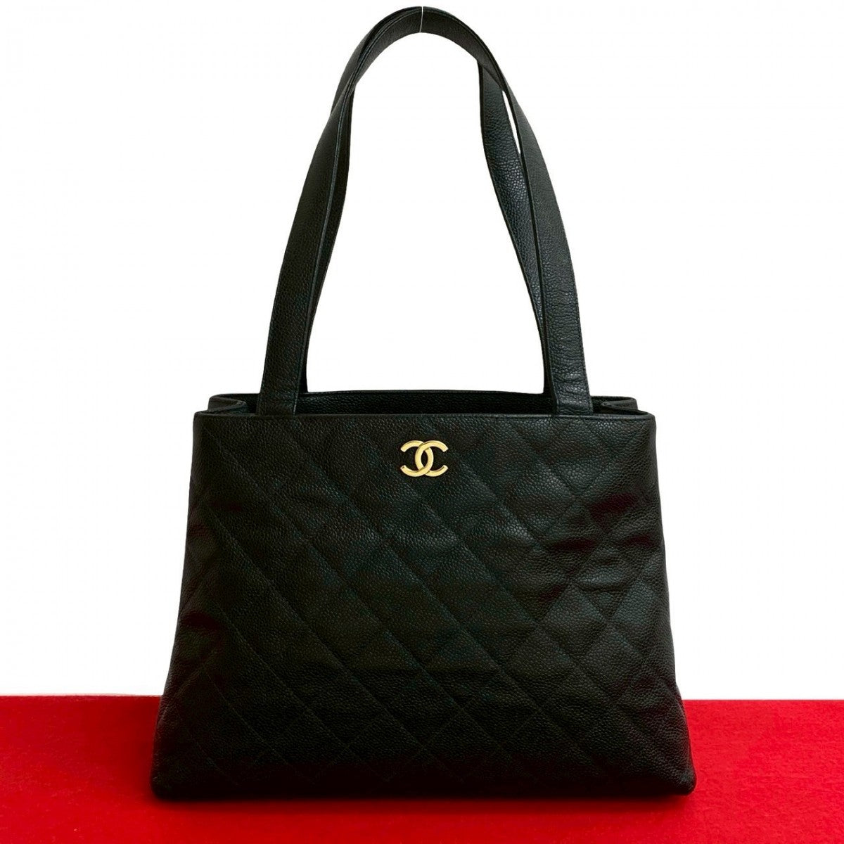 Chanel Matt caviar skin Matrasse Black Tote Bag 7Sbb Po027156