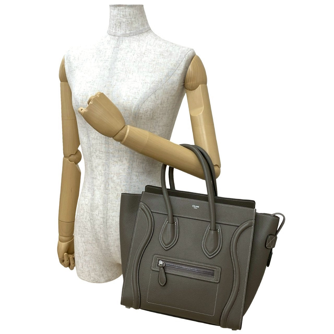 Gray Luggage Micro Shopper Leather Travel Bag