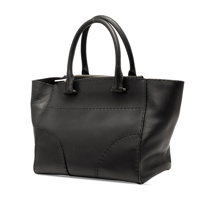 Prada Triangle Plate 2Way Handbag Leather Logo Travel Bag