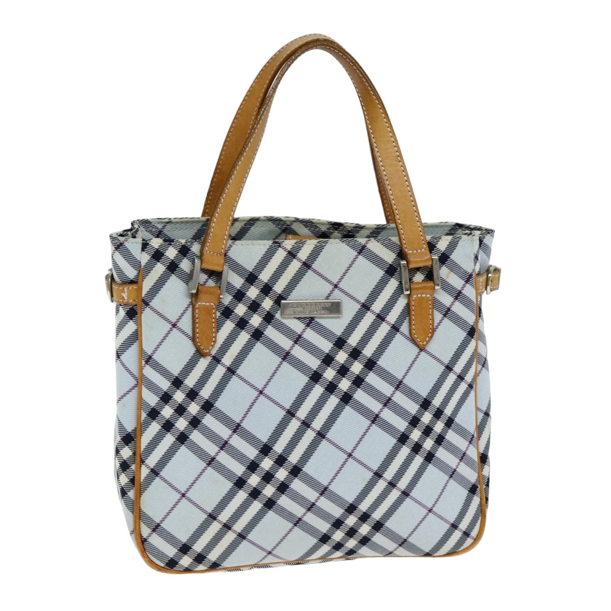 Burberry Luxury Nova Check Hand Bag Light Auth Blue Travel Bag