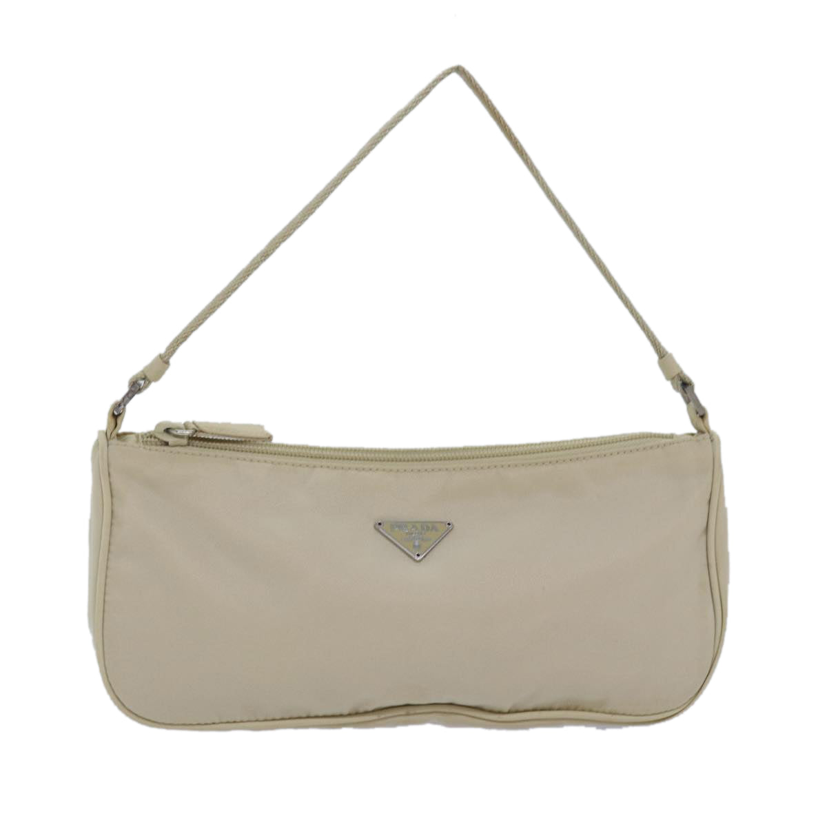 Prada Hand Bag Auth Nylon Cream Travel Bag