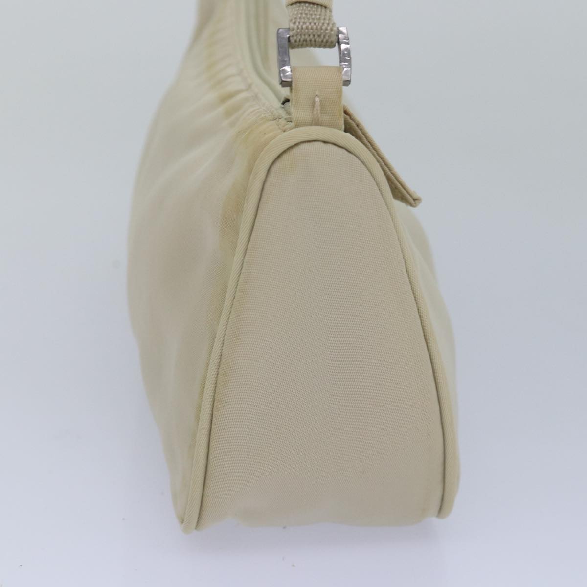 Prada Hand Bag Auth Nylon Cream Travel Bag