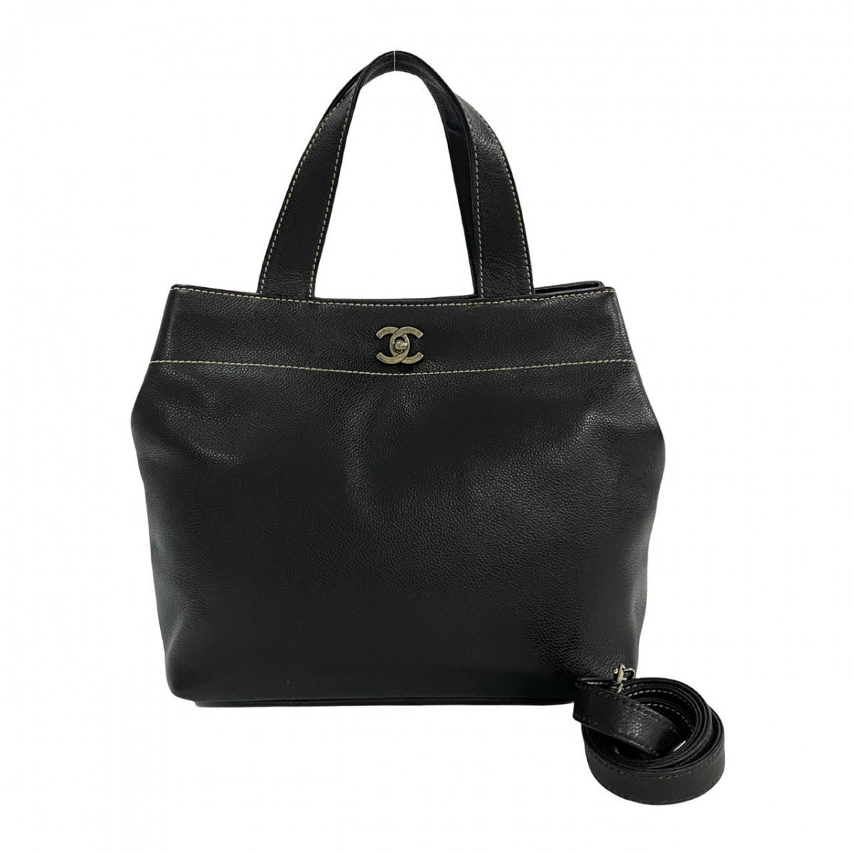 Chanel Matt caviar skin COCO Mark Turnlock Brown Shoulder Bag
