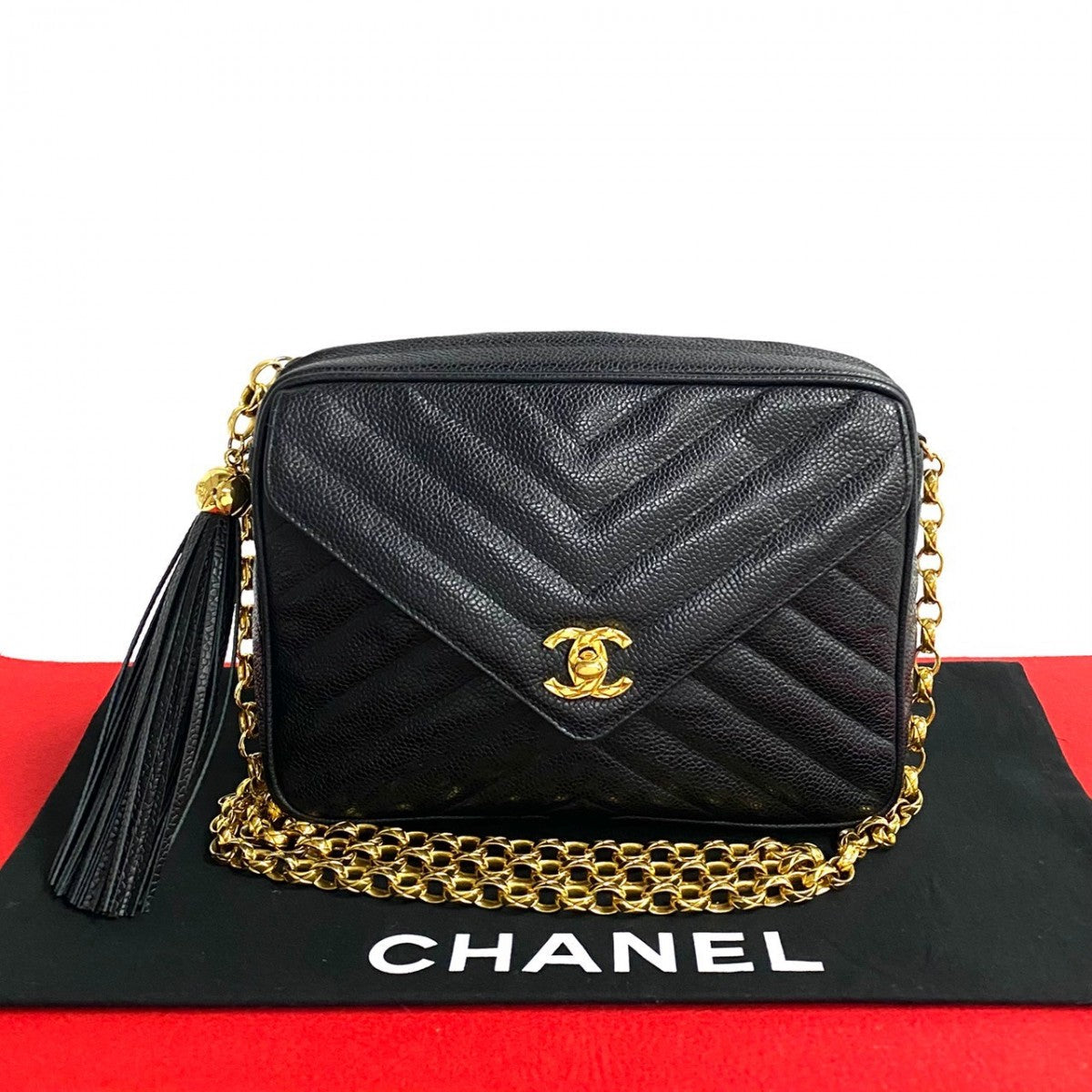 Chanel Matt caviar skin COCO Mark Black Shoulder Bag 800H800
