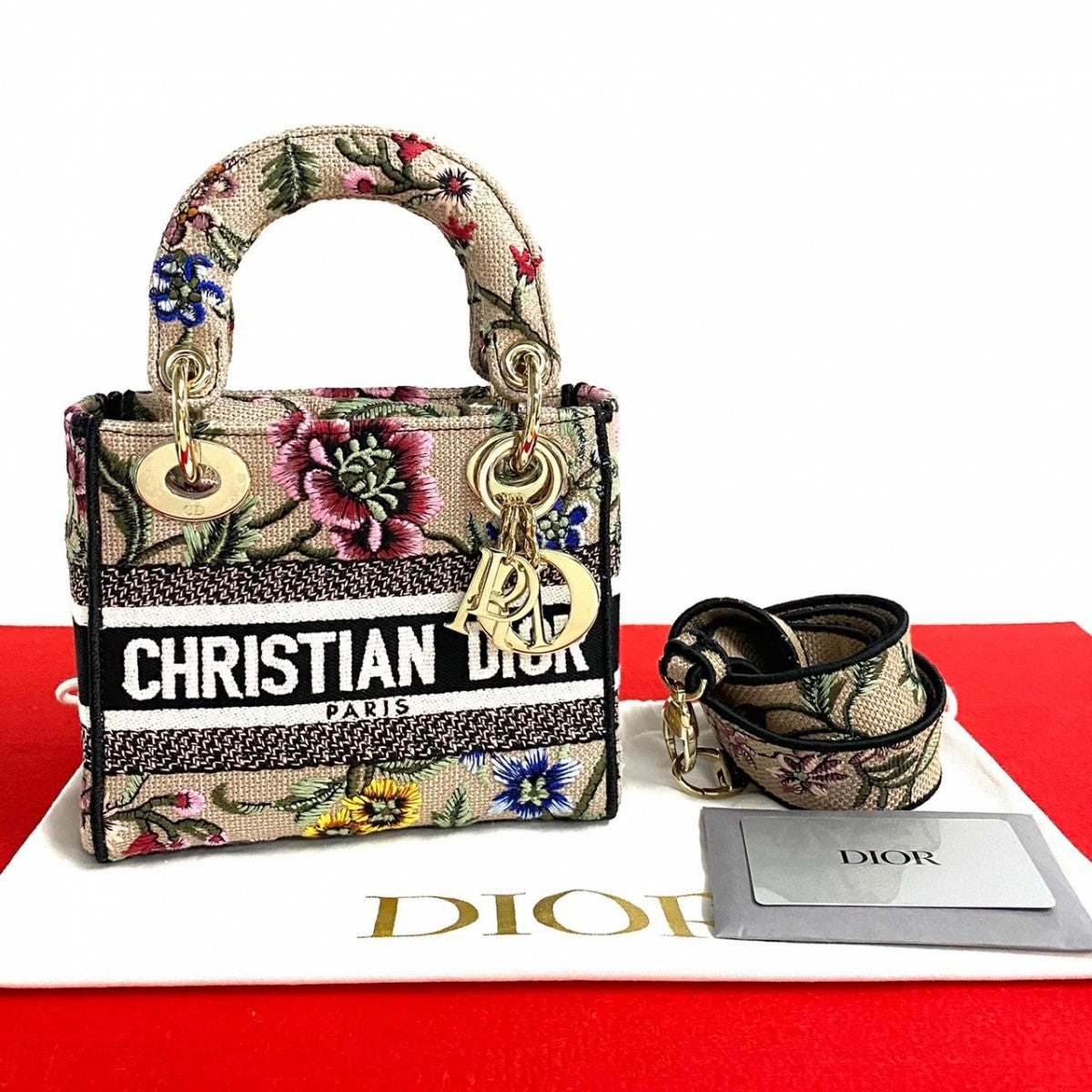 Dior Shoulder Bag Lady Dee Lite Canvas Beige