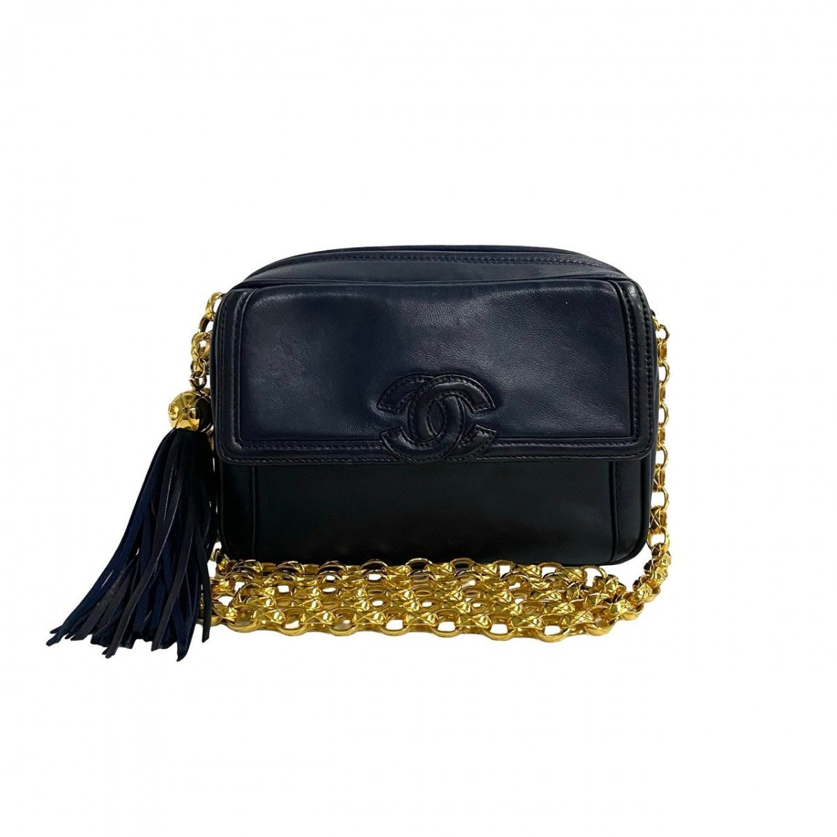Chanel lambskin Navy COCO Mark Fringe Jewelry