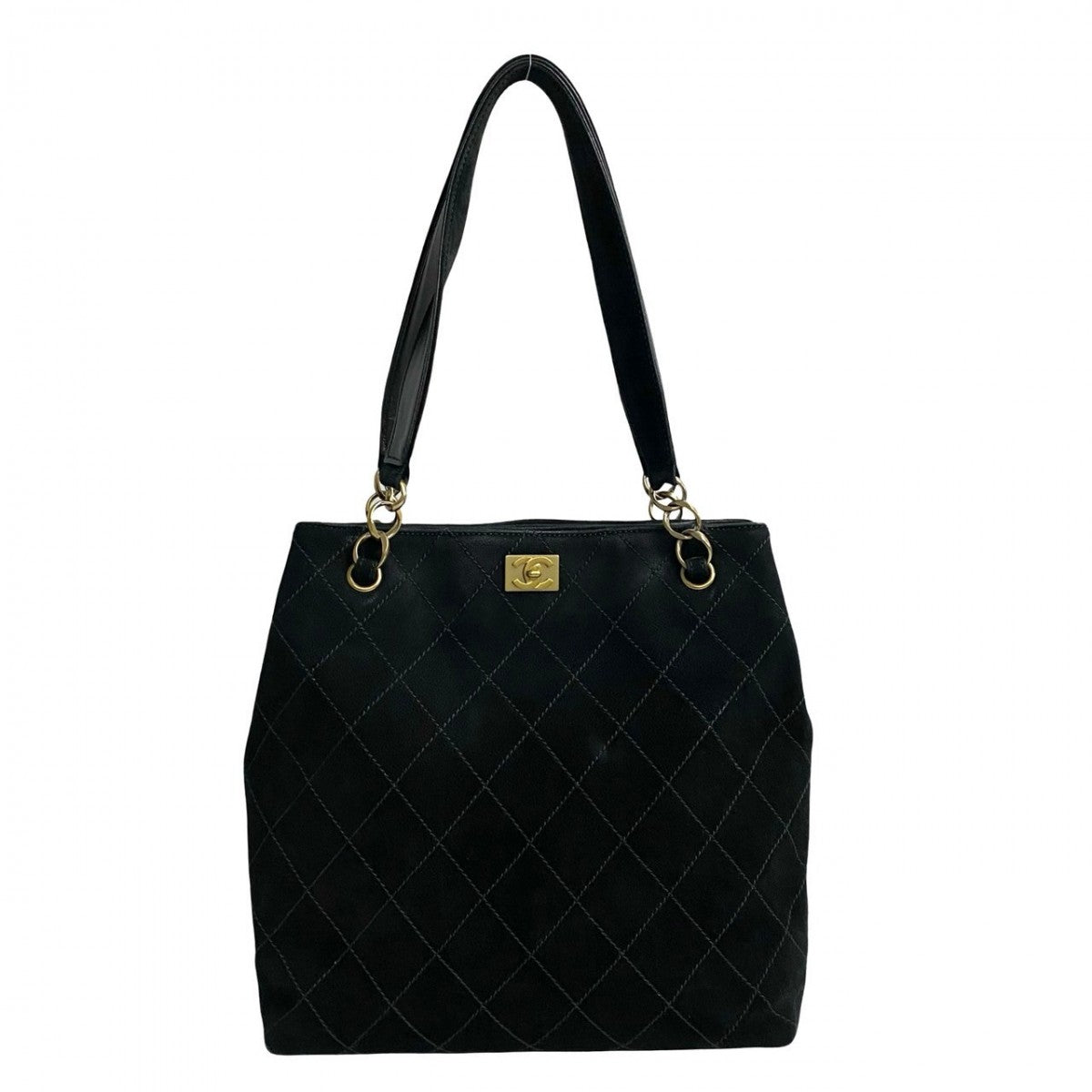 Chanel Nubuck COCO Mark Black Leather Tote Bag