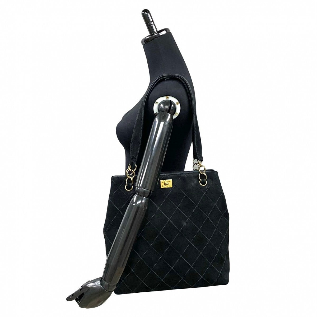 Chanel Nubuck COCO Mark Black Leather Tote Bag