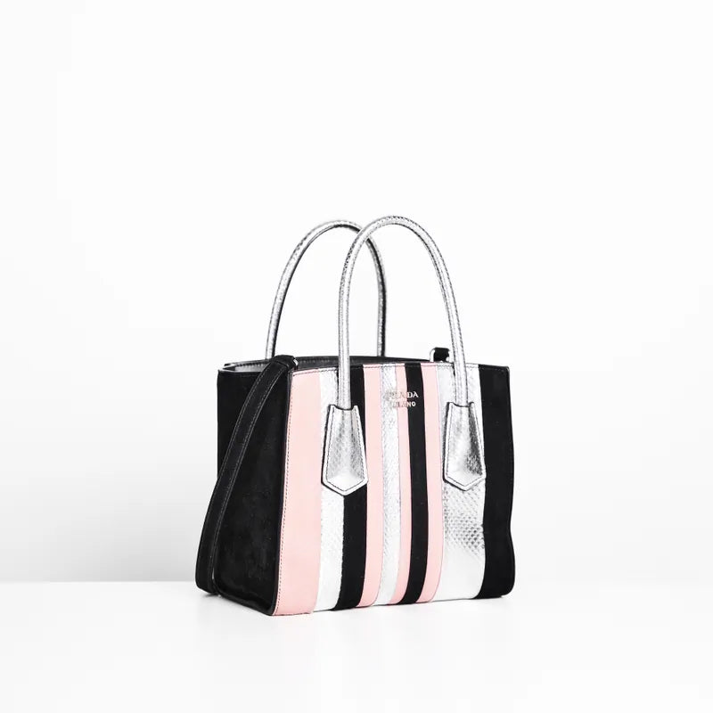 Prada Tote Suede Python Tote Bag