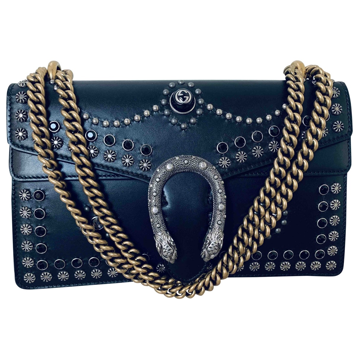 Gucci dionysus black leather handbag