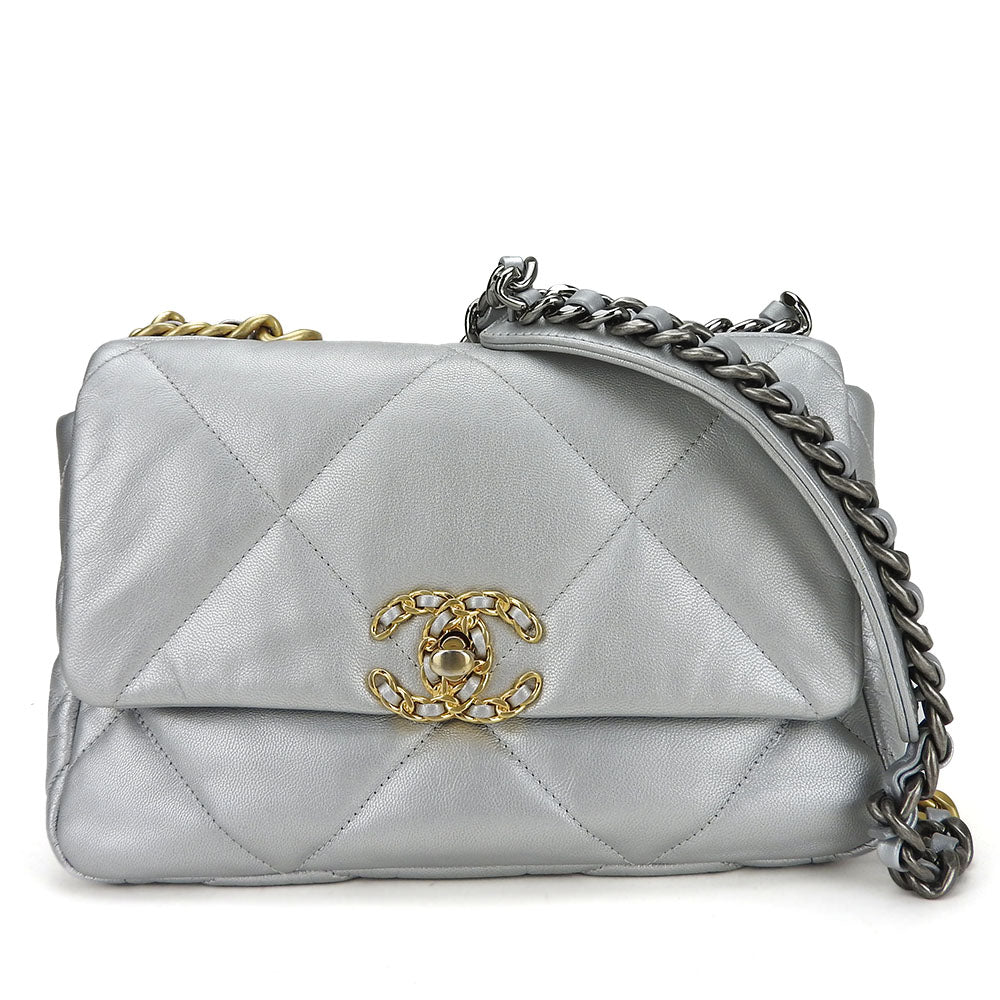 Chanel COCO Mark 19 Gray Leather Shoulder Bag