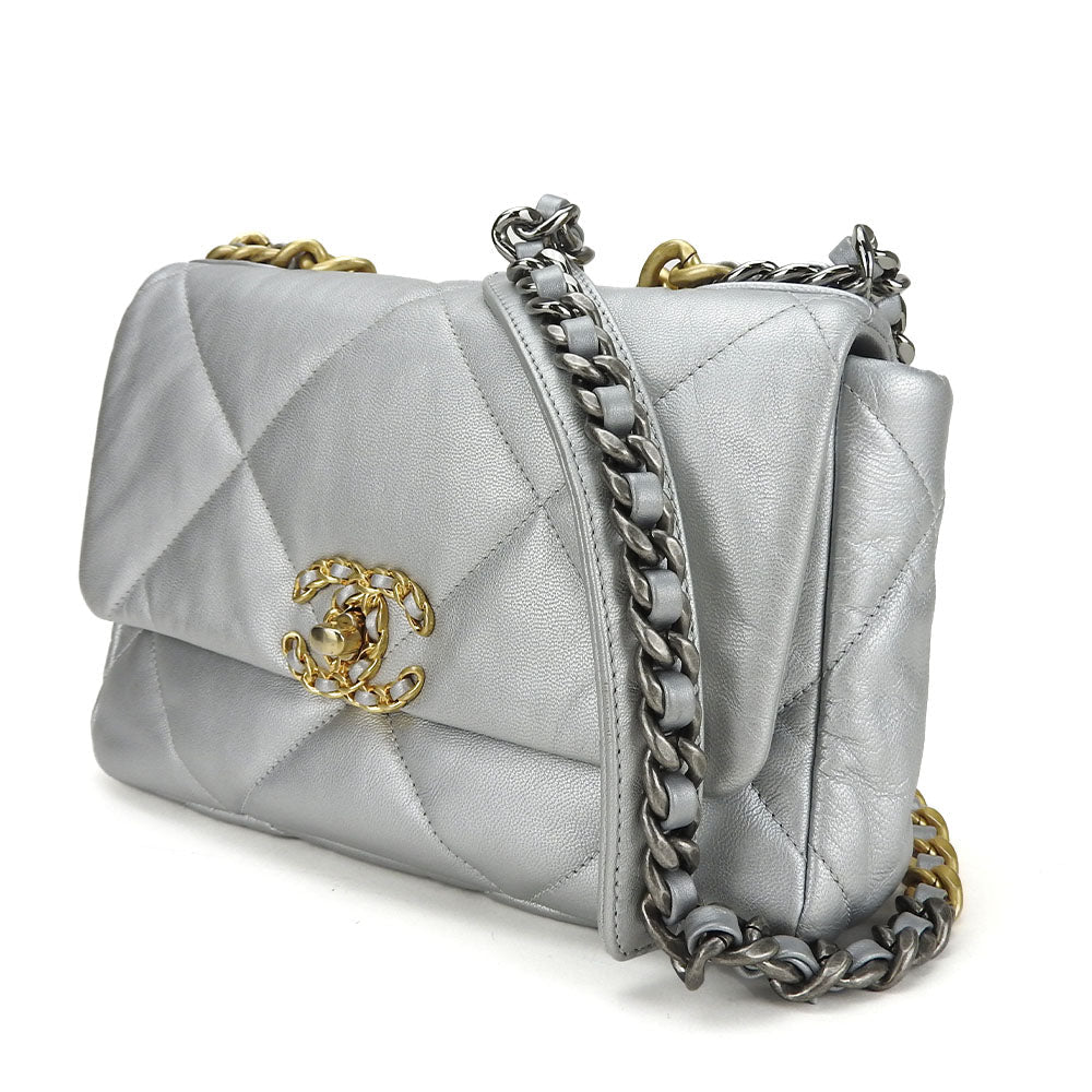 Chanel COCO Mark 19 Gray Leather Shoulder Bag