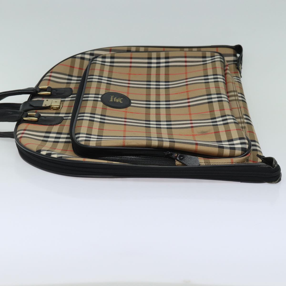 Burberry Luxury ss Nova Check Garment Cover Auth Handbag Canvas Black Beige Travel Bag