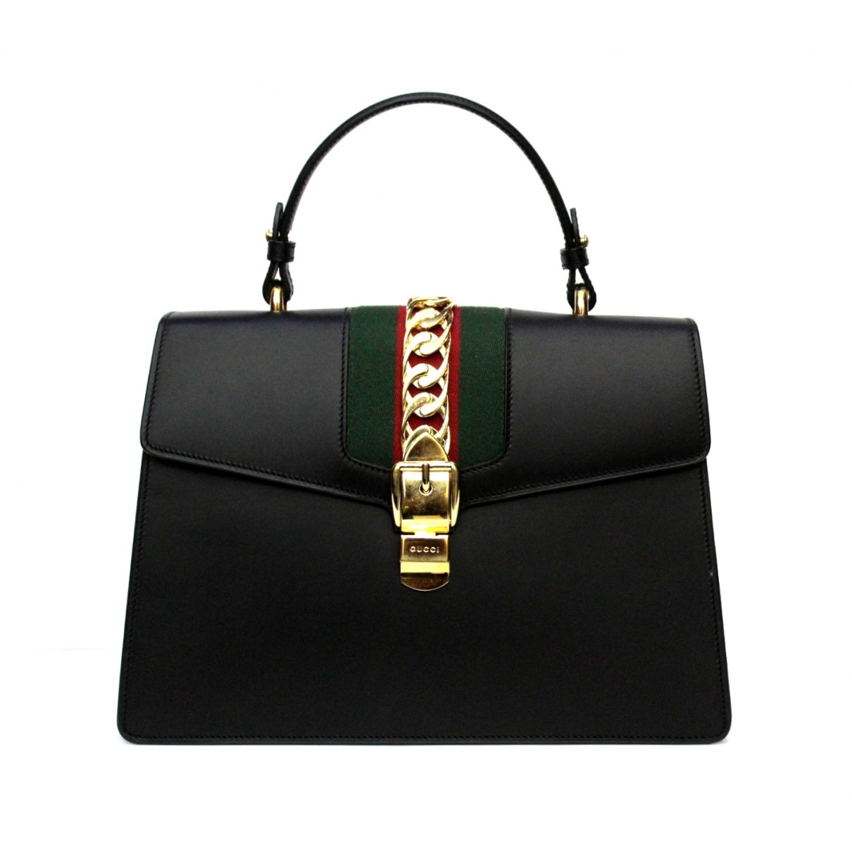 Gucci sylvie black leather handbag