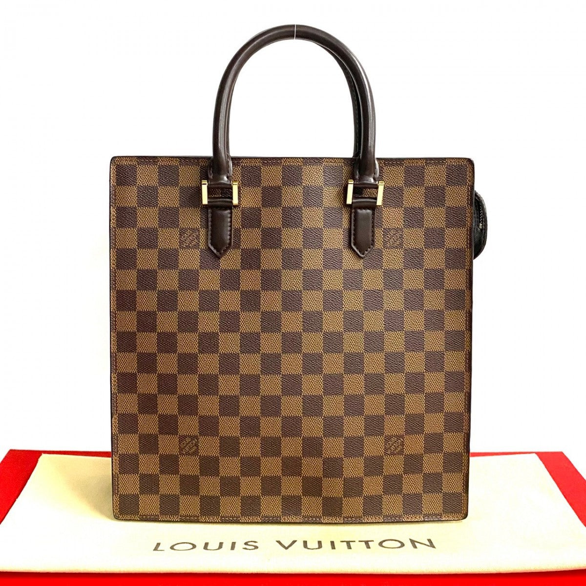 Louis Vuitton N51145 PVC Damier Venice PM Leather Brown Tote Bag
