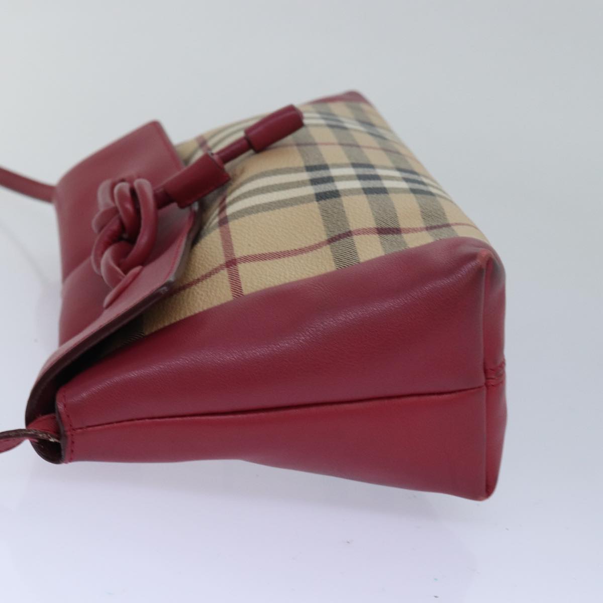 Burberry Luxury Nova Check Shoulder Bag Pvc Auth Leather Beige Red