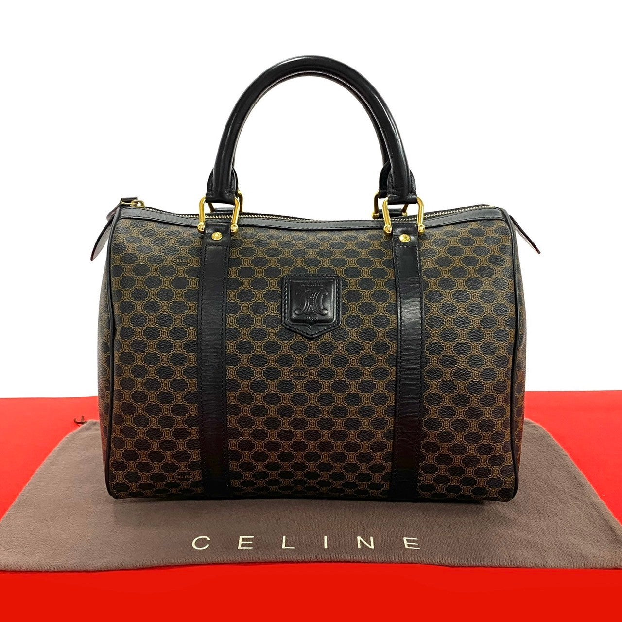 Pvc Macadam Blason Triomphe Women Leather Black Travel Bag