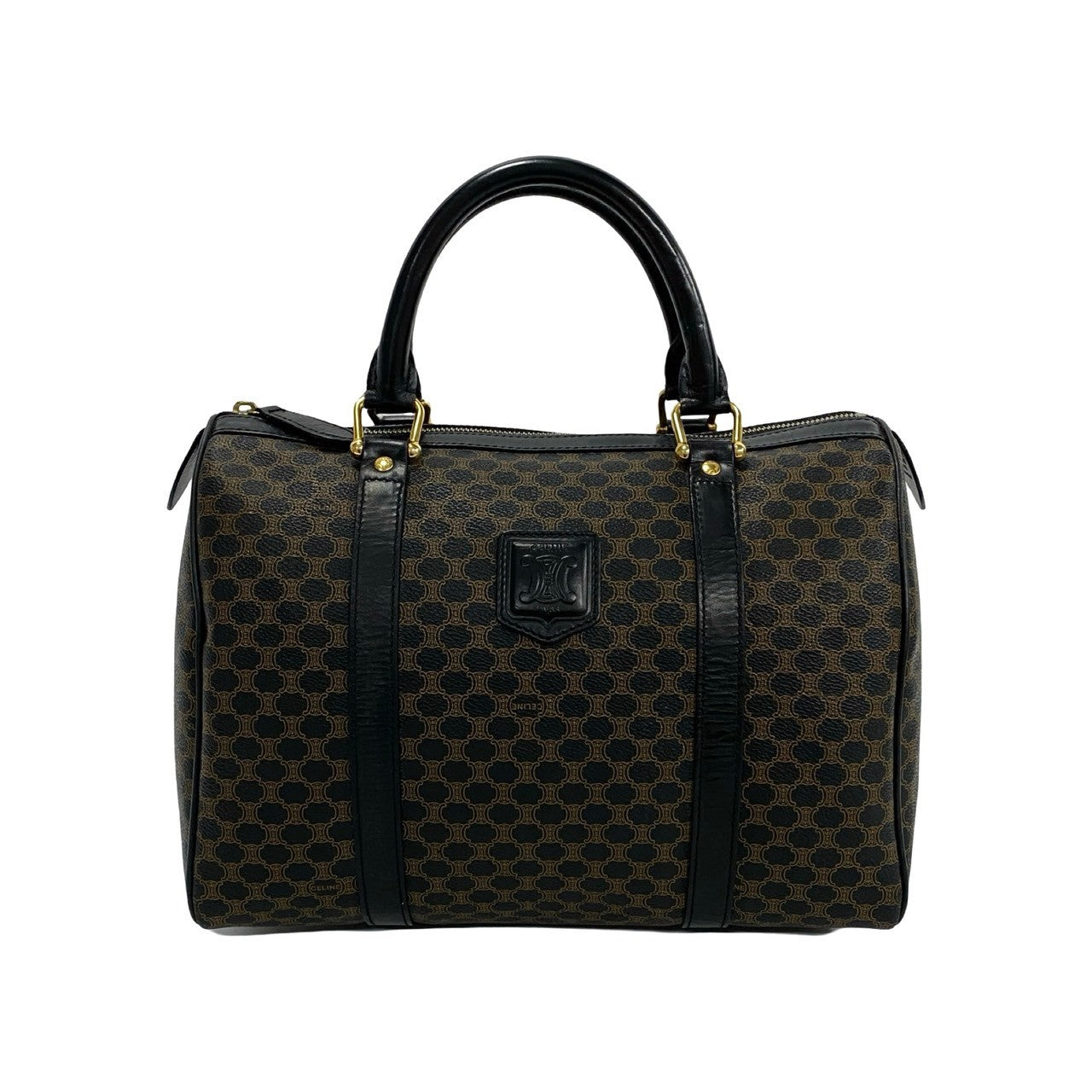 Pvc Macadam Blason Triomphe Women Leather Black Travel Bag