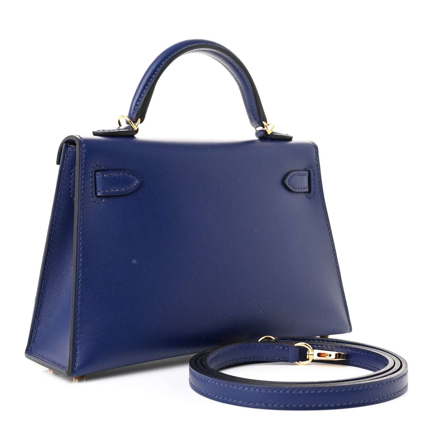 Hermes Tadelakt Kelly Sellier Bleu Saphir Handbag Mini Travel Bag